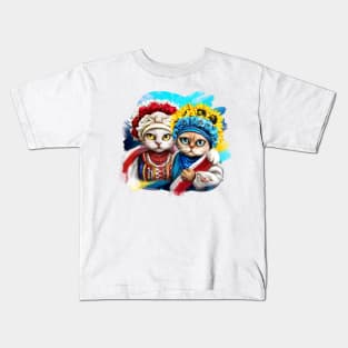 Ukraine and Poland, cat character Kids T-Shirt